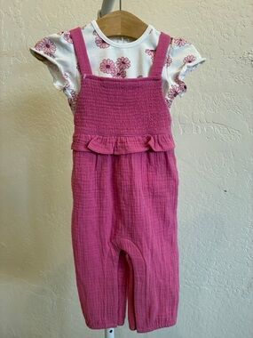 Mayoral Juicy Pink Floral Overall Baby Set